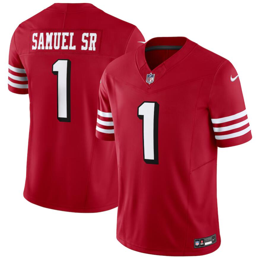Men Nike San Francisco 49ers 1 Deebo Samuel Sr red Alternate Vapor F.U.S.E. Limited Jersey 2024